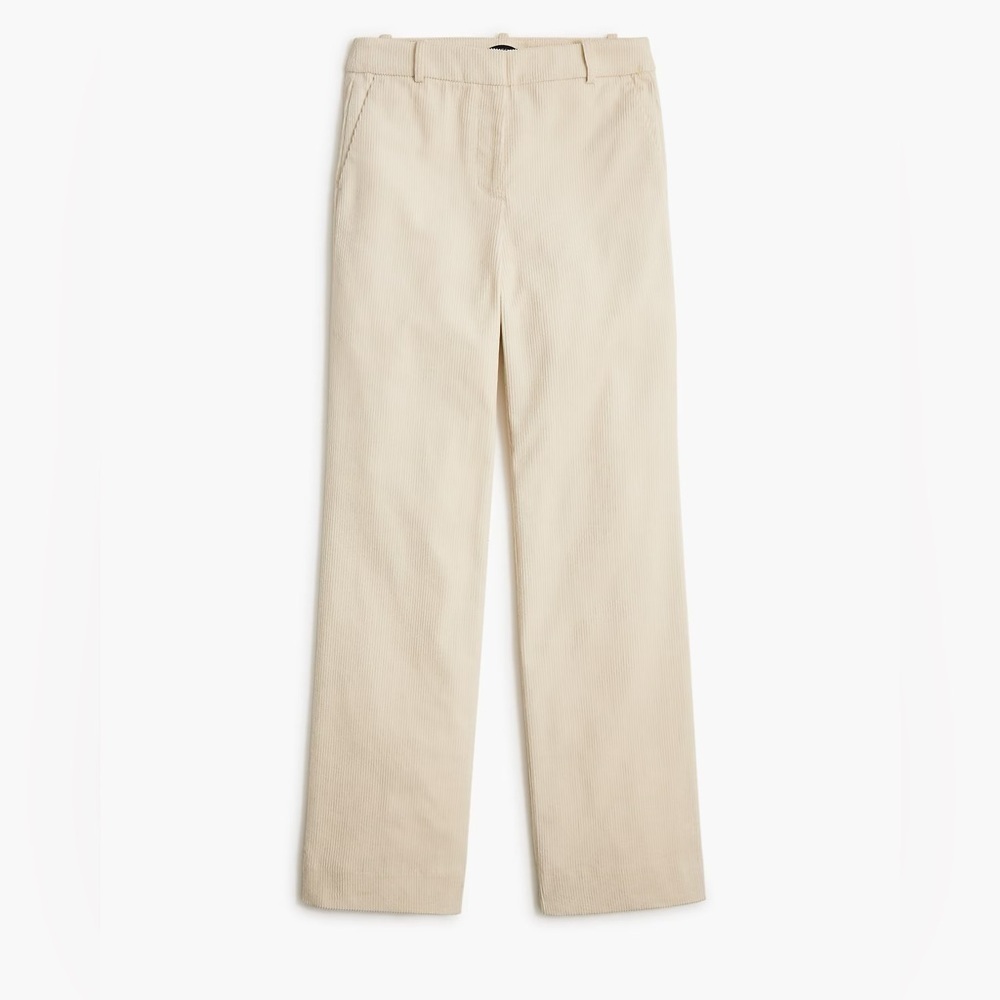 J Crew Factory Wide-leg corduroy trouser Women's Size 10 Tall Ecru Cream Preppy - Picture 4 of 14